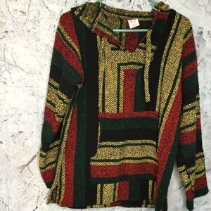 Artesanias Cuamatzi Women’s Multicolor Boho Long Sleeve Hoodie Size M